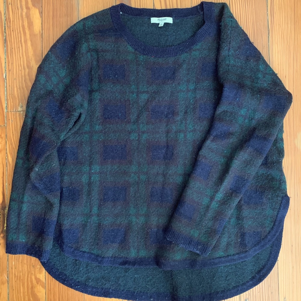 Madewell wool plaid sweater, size L